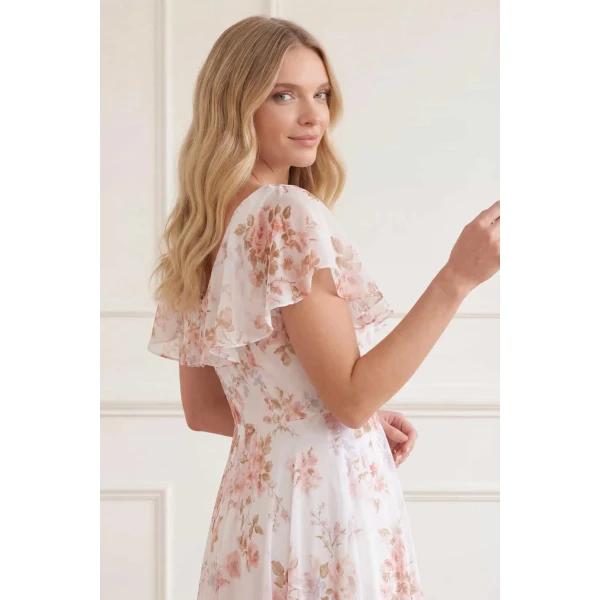 Needle & Thread Summer's Rose Georgette Ankle Gown in White - Dresses - British Luxury Evening Wear at Luxury Shoes 