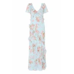 Needle & Thread Summer's Rose Georgette V-Neck Gown in Aqua - Dresses - British Luxury Evening Wear at Luxury Shoes 