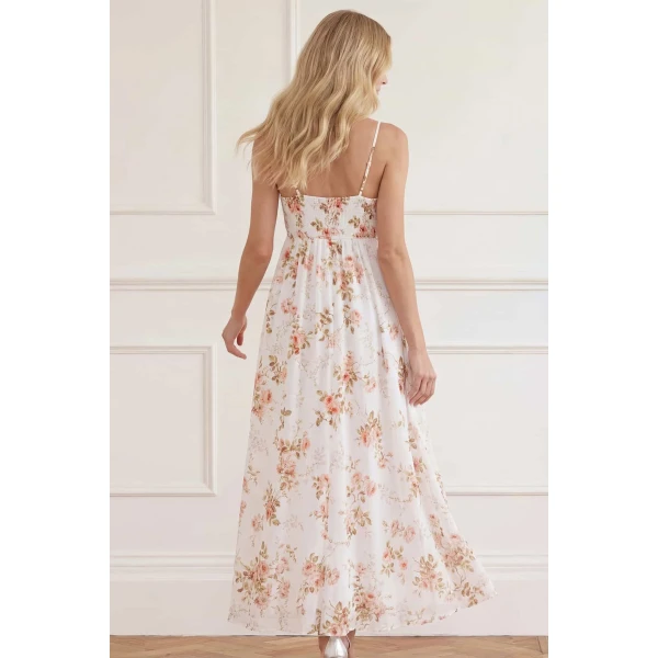 Needle & Thread Summer's Rose Linen Blend Cami Ankle Gown in White - Dresses - British Luxury Evening Wear at Luxury Shoes 