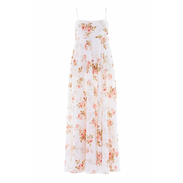 Needle & Thread Summer's Rose Linen Blend Cami Ankle Gown in White - Dresses - British Luxury Evening Wear at Luxury Shoes 