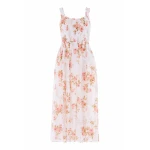 Needle & Thread Summer's Rose Shirred Ankle Gown in White - Dresses - British Luxury Evening Wear at Luxury Shoes 