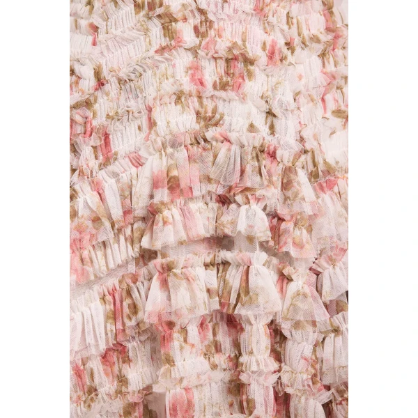 Needle & Thread Summer's Rose Valentine Ruffle Gown in White - Dresses - British Luxury Evening Wear at Luxury Shoes 