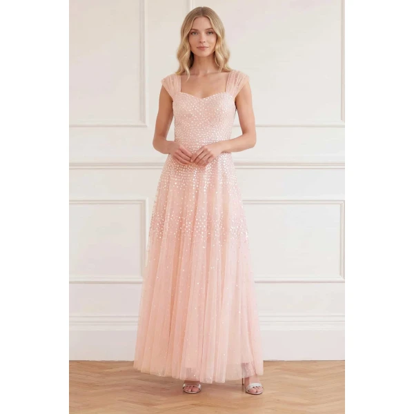 Needle & Thread Sunrise Sequin Sweetheart Ankle Gown in Opal - Dresses - British Luxury Evening Wear at Luxury Shoes 