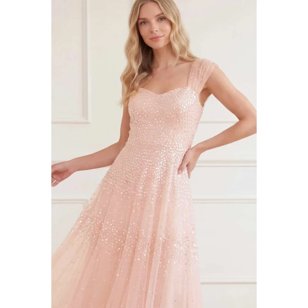Needle & Thread Sunrise Sequin Sweetheart Ankle Gown in Opal - Dresses - British Luxury Evening Wear at Luxury Shoes 
