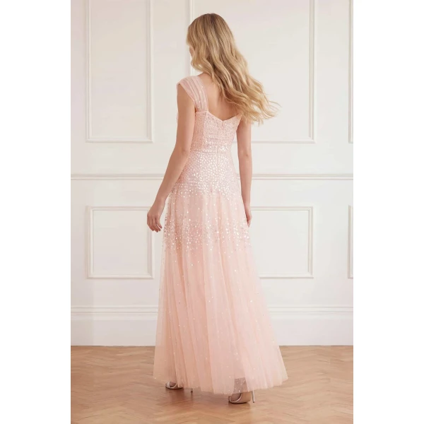 Needle & Thread Sunrise Sequin Sweetheart Ankle Gown in Opal - Dresses - British Luxury Evening Wear at Luxury Shoes 