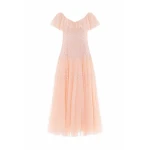 Needle & Thread Sunrise Sequin V-Neck Ankle Gown in Apricot Blush - Dresses - British Luxury Evening Wear at Luxury Shoes 