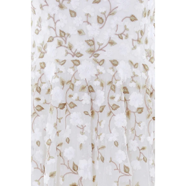 Needle & Thread Trailing Roses Long Sleeve Ankle Gown in Swan/White - Dresses - British Luxury Evening Wear at Luxury Shoes 