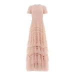 Needle & Thread Valentine Ruffle Gown in Biscuit - Dresses - British Luxury Evening Wear at Luxury Shoes 