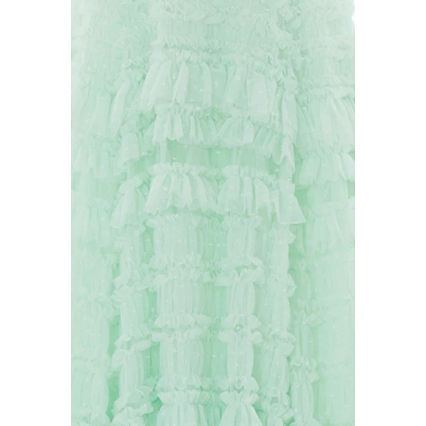 Needle & Thread Valentine Ruffle Gown in Soft Mint - Dresses - British Luxury Evening Wear at Luxury Shoes 