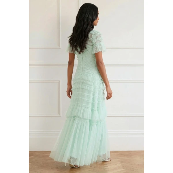 Needle & Thread Valentine Ruffle Gown in Soft Mint - Dresses - British Luxury Evening Wear at Luxury Shoes 