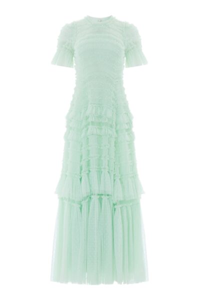 Needle & Thread Valentine Ruffle Gown in Soft Mint - Dresses - British Luxury Evening Wear at Luxury Shoes 