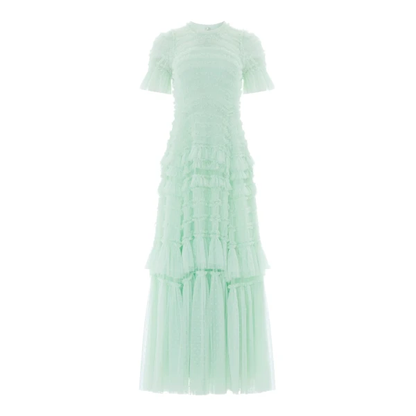 Needle & Thread Valentine Ruffle Gown in Soft Mint - Dresses - British Luxury Evening Wear at Luxury Shoes 