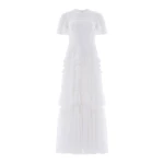 Needle & Thread Valentine Ruffle Gown in Swan White - Dresses - British Luxury Evening Wear at Luxury Shoes 