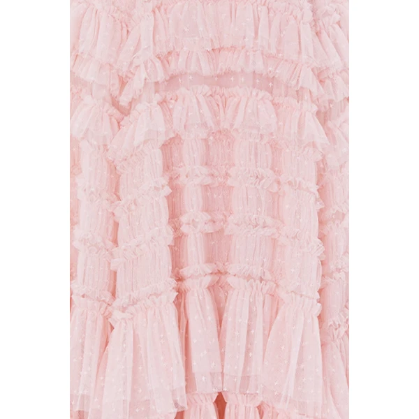 Needle & Thread Valentine Ruffle Strapless Gown in Pink - Dresses - British Luxury Evening Wear at Luxury Shoes 
