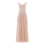 Needle & Thread Versailles Ditsy Cowl Neck Gown in Biscuit/Pale - Dresses - British Luxury Evening Wear at Luxury Shoes 