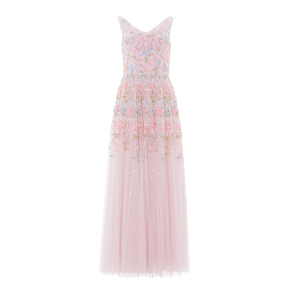 Needle & Thread Versailles Ditsy Cowl Neck Gown in Shell/Bright - Dresses - British Luxury Evening Wear at Luxury Shoes 