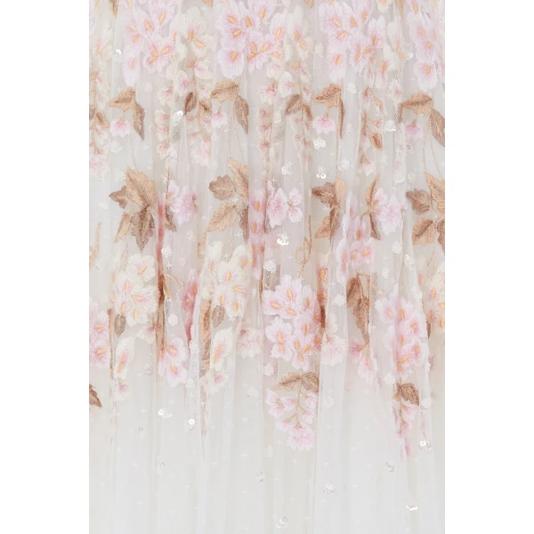 Needle & Thread Wisteria Dot Long Sleeve Gown in Swan White - Dresses - British Luxury Evening Wear at Luxury Shoes 