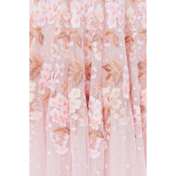 Needle & Thread Wisteria Dot Short Sleeve Ballerina Dress in Shell Pink - Dresses - British Luxury Evening Wear at Luxury Shoes 