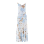 Needle & Thread Wisteria Jacquard Cowl Neck Gown in Optic White/Blue - Dresses - British Luxury Evening Wear at Luxury Shoes 