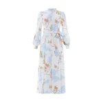 Needle & Thread Wisteria Jacquard Long Sleeve Shirt Dress in Optic White/Blue - Dresses - British Luxury Evening Wear at Luxury Shoes 