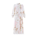 Needle & Thread Wisteria Jacquard Long Sleeve Shirt Dress in Optic White/Pink - Dresses - British Luxury Evening Wear at Luxury Shoes 