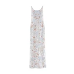 Needle & Thread Wisteria Shimmer Georgette Ankle Gown in Cream/Blue - Dresses - British Luxury Evening Wear at Luxury Shoes 