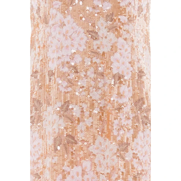 Needle & Thread Wisteria Shimmer Georgette Ankle Gown in Pale Gold/Pink - Dresses - British Luxury Evening Wear at Luxury Shoes 