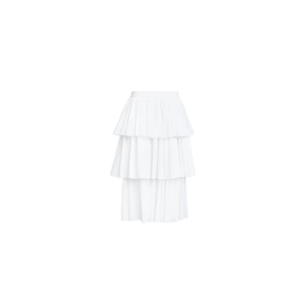 Alaïa Openwork Cotton Ruffle Skirt - ALAÏA Skirts - Laser Cut Luxury - Shop at Luxury Shoes 