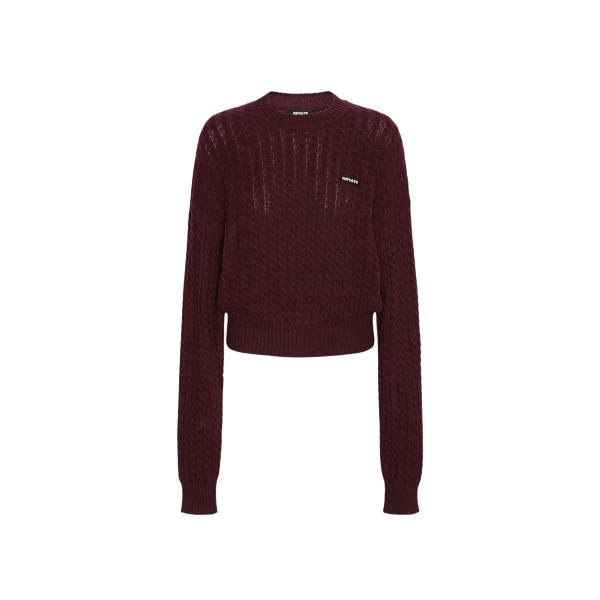 Cable Crewneck Sweater Bordeaux