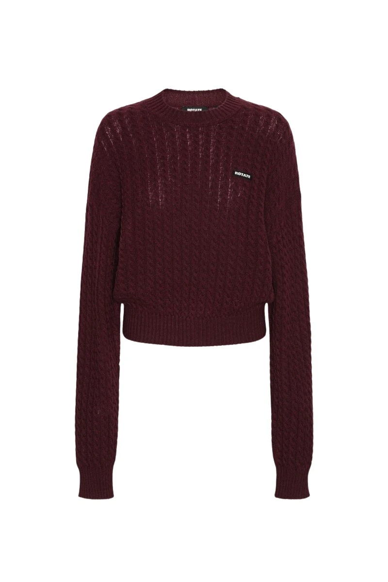 ROTATE-Birger-Christensen-Cable-Crewneck-Sweater-Bordeaux-coveti53488_nobg Cable Crewneck Sweater Bordeaux
