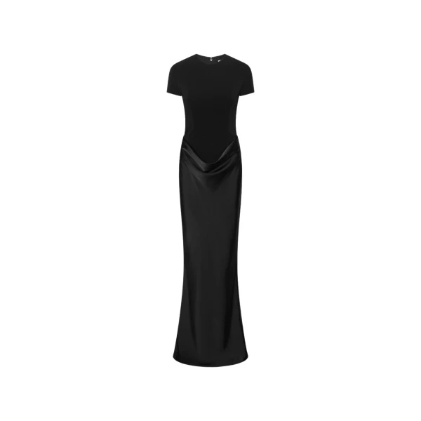 Capsleeve Draped Maxi Black