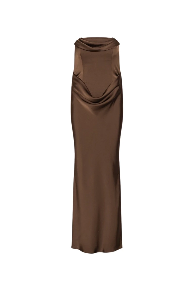 ROTATE-Birger-Christensen-Corsage-Long-Dress-Dark-Brown-coveti29043_nobg Corsage Long Dress Dark Brown