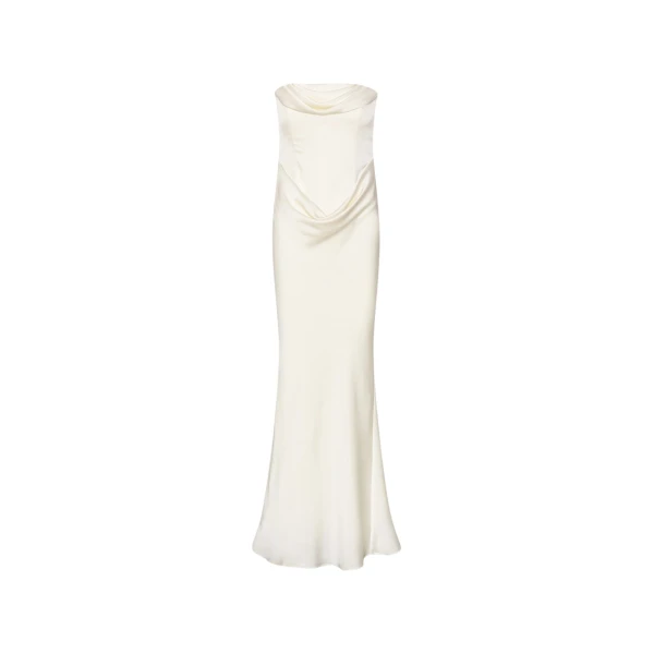 Corsage Long Dress White