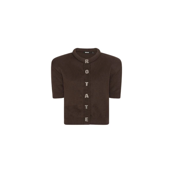 Firm Knit Ss Cardigan Dark Brown
