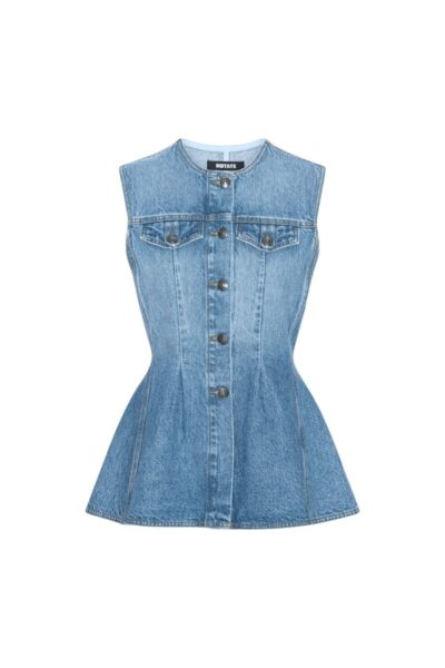 Flared Denim Top Medium Blue