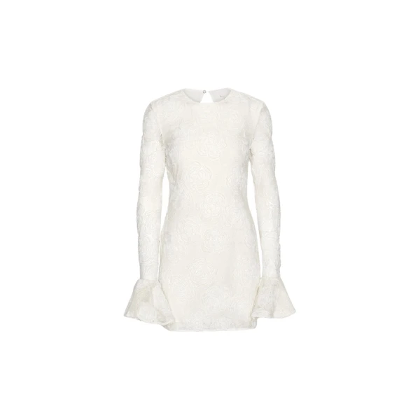 Flower Mesh Mini Dress Egret White