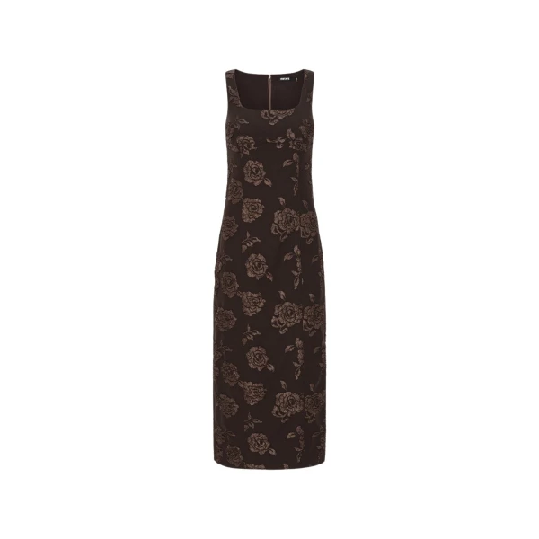 Jacquard Sleeveless Dress Dark Brown