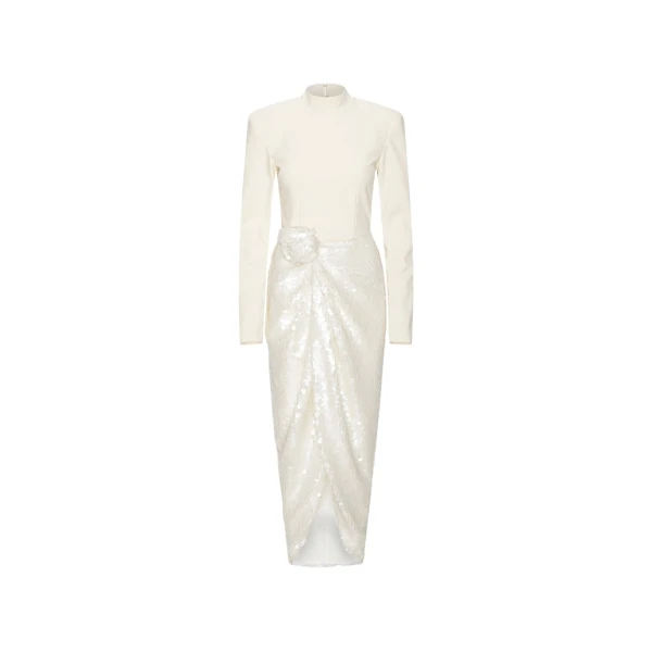 Knotted Midi Dress White