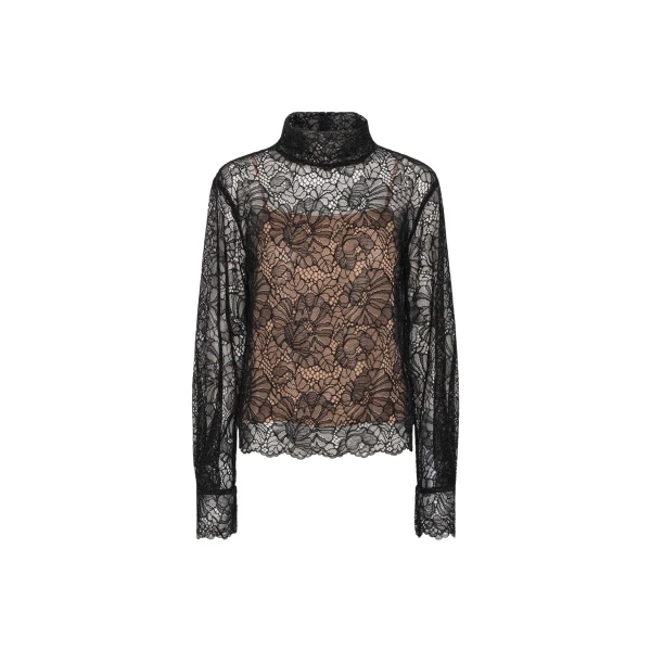 Lace Long Sleeve Blouse Black