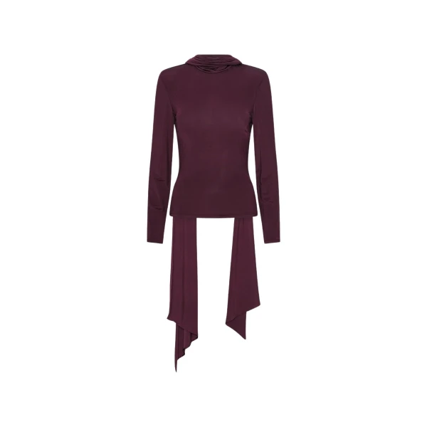 Long-sleeved Scarf Top Bordeaux