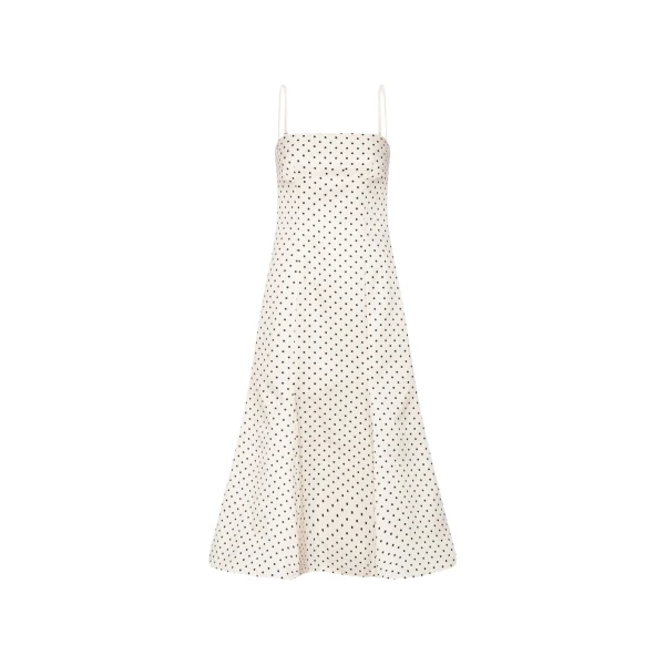 Polka Dot Midi Dress Creme