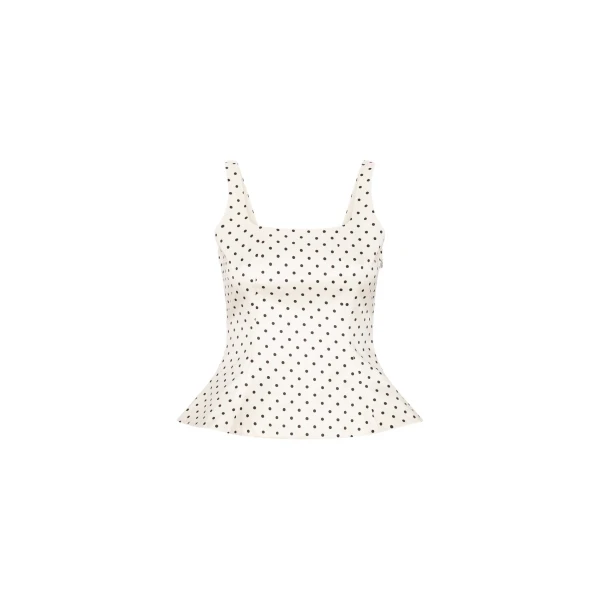 Polka Dot Sleeveless Top Creme