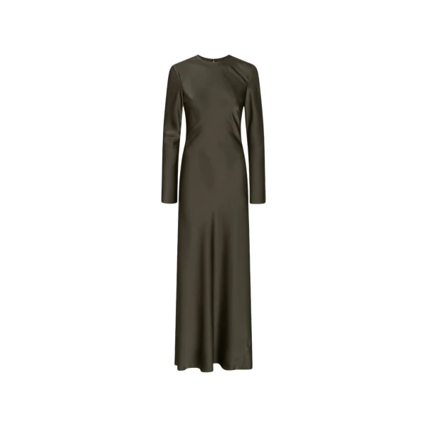 Satin Maxi Dress Dark Green