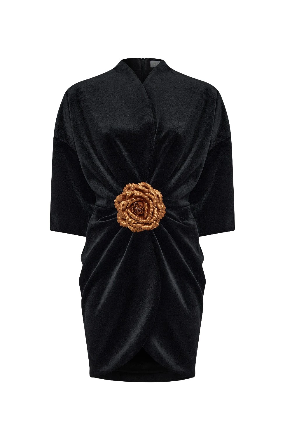 Rasario-Black-Velvet-mini-dress-with-a-flower-in-Black-at-Coveti97670_nobg Rasario
