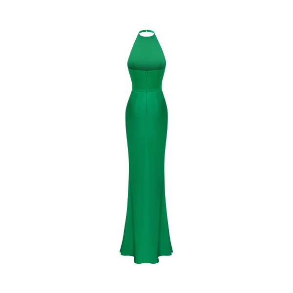 viscose crepe maxi dress with train