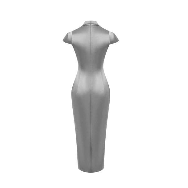 grey evening dress