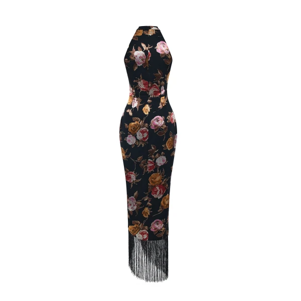 black and pink evening dress