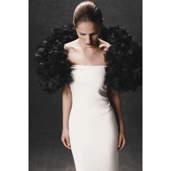white and black evening dress