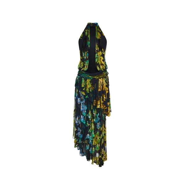 black and green evening dress