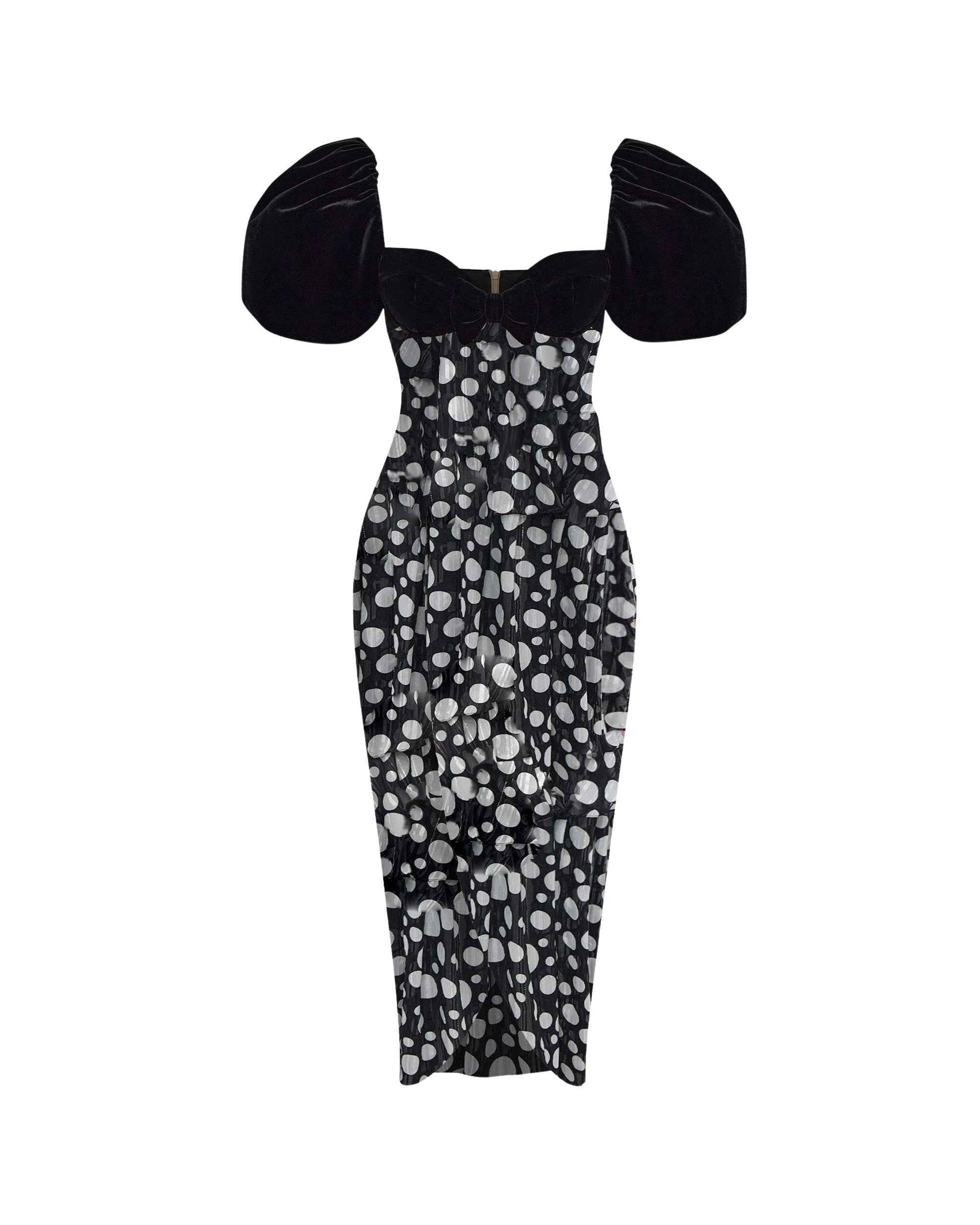 Rasario-Multicolour-Printed-chiffon-midi-dress-with-puff-sleeves-in-Black-and-White-at-Coveti17627_nobg Rasario